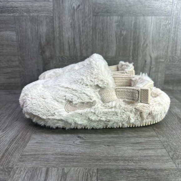 Nike Calm Mule SE Women's size 8 Ivory Faux Fur Slingback Sandals - Picture 2 of 8